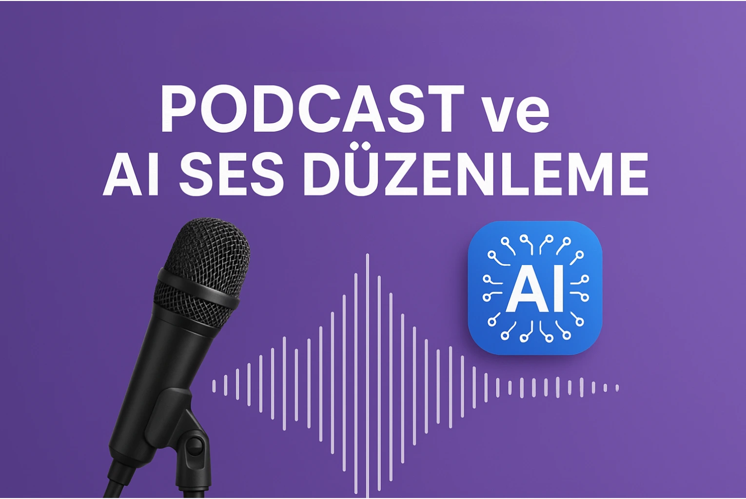 AI ile ses temizleme sırasında mikrofon ve dalga formu